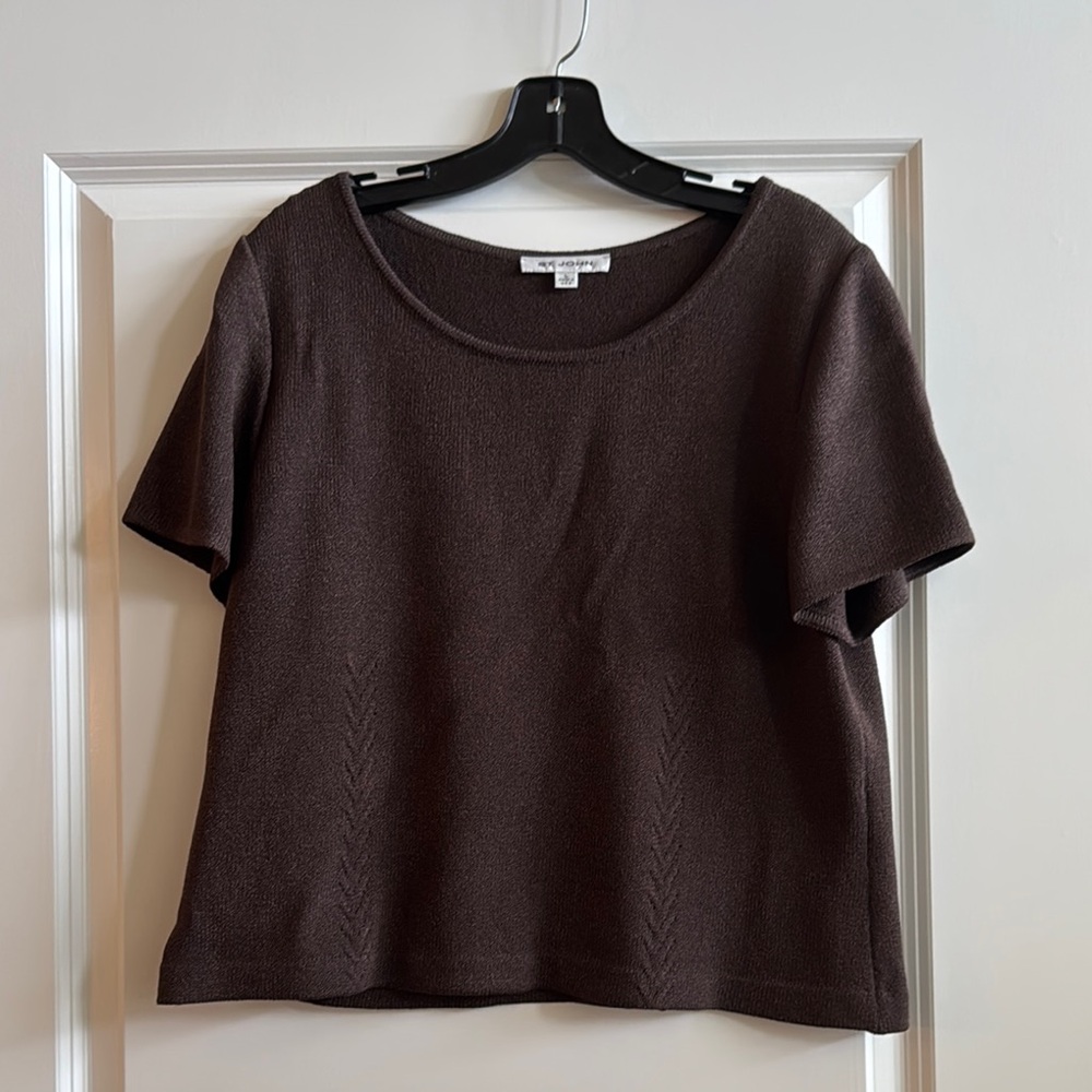 St. John Relaxed Brown Short Sleeve Tee